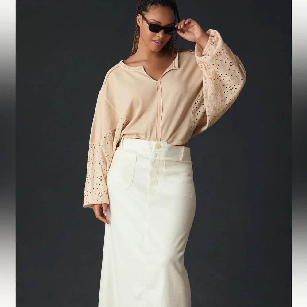Pilcro Batwing Eyelet Sweatshirt Size XL